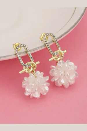 Carlton London Women Gold-Plated CZ Studded Floral Drop Earrings