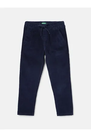 Benetton Boys Ribbed Mid-Rise Cotton Trousers