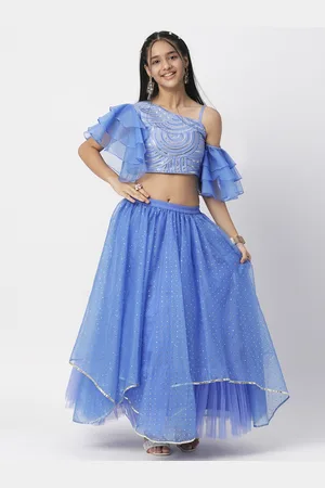 LIL DRAMA Girls Embroidered Ready to Wear Lehenga & Choli
