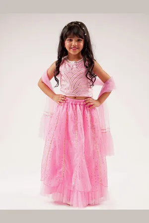 LIL DRAMA Girls Embroidered Ready to Wear Lehenga & Blouse With Dupatta