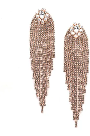 Alberre Odette Gold-Plated Crystals Contemporary Drop Earrings