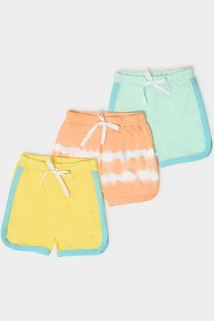 MiArcus Infant Kids Pack Of 3 Tie & Dyed Cotton Shorts