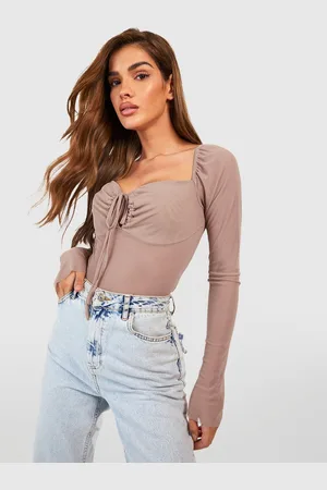Boohoo Sweetheart Neck Sheer Empire Top