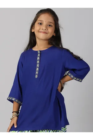 KiddoPanti Girls Round Neck A Line Kurta