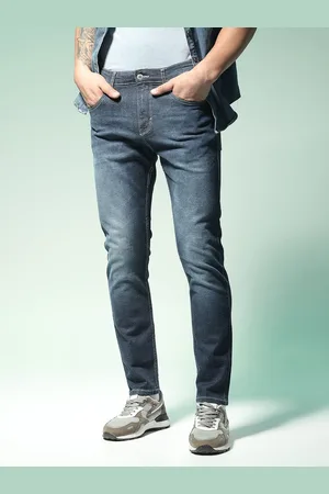 Flying Machine Men Navy Blue Django Straight Fit Light Fade Stretchable Jeans