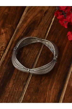 Veni Silver-Plated Oxidised Bangle