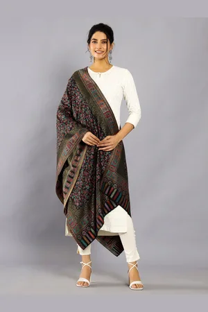 HANDICRAFT PALACE Floral Woven Design Woollen Shawl