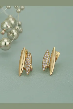 Carlton London Women Gold-Plated CZ-Studded Studs Earrings
