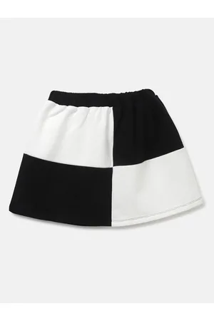Benetton Girls Colourblocked Pure Cotton A Line Skirt