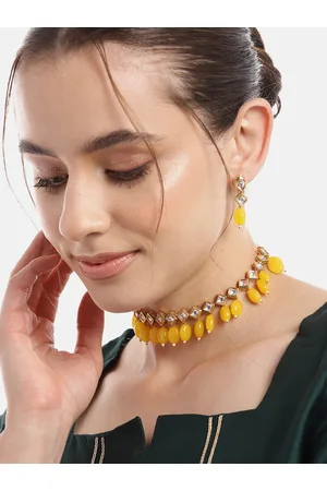 Anouk Women Gold-Plated Kundan Studded Choker Necklace with Earrings