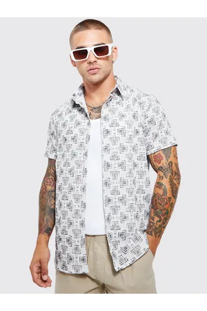 Boohoo Textured Geometric Printed Casual Shirt