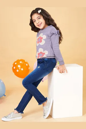 Pantaloons Girls Self Design Acrylic Pullover