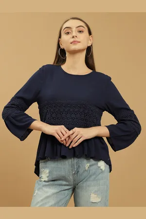 BEATNIK Bell Sleeve Lace Inserts Regular Top