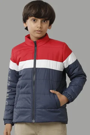 UNDER FOURTEEN ONLY Boys Colourblocked Mock Collar Padded Jacket