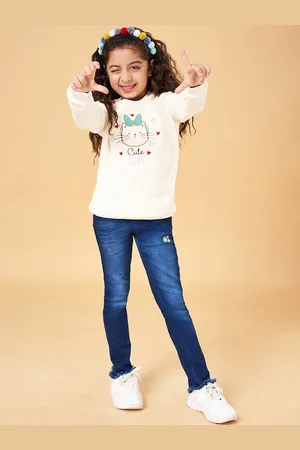 Pantaloons Girls Graphic Embroidered Round Neck Pullover Sweater