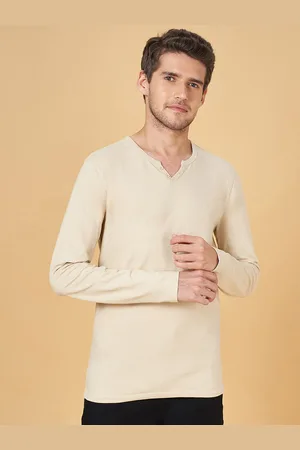 Pantaloons Henley Neck Long Sleeves Slim Fit T-shirt