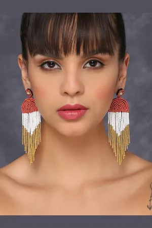 AQUASTREET Artificial Beads-Beaded Geometric Drop Earrings