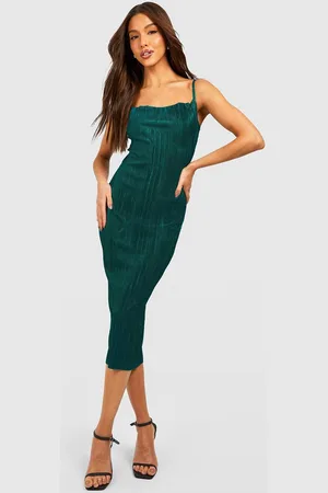 Boohoo Plisse Sheath Midi Dress