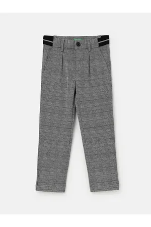 Benetton Boys Textured Self Design Pleated Trousers