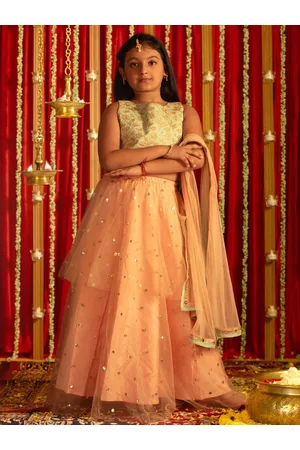 Vastramay Girls Embroidered Sequinned Ready to Wear Lehenga & Blouse With Dupatta