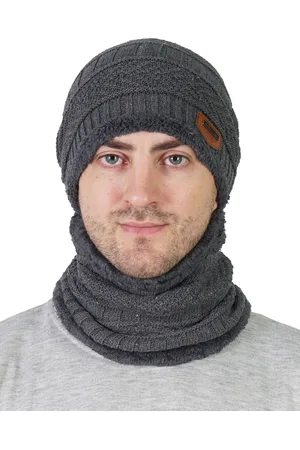 Teemoods Men Self Design Woollen Beanie Cap With Neck Warmer