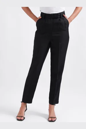 ICONIC Women Mid-Rise Pleated Regular Trousers