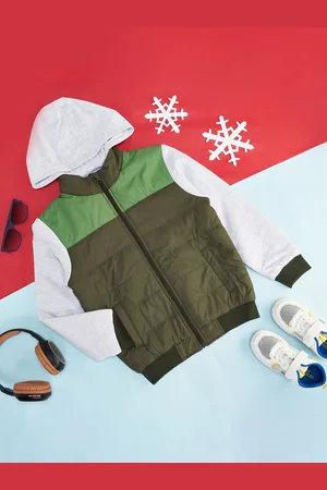 Pantaloons Boys Colourblocked Hooded Long Sleeves Bomber Jacket