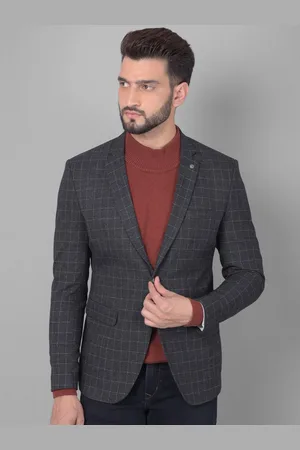 Crimsoune Club Checked Notched Lapel Collar Single Breasted Slim-Fit Casual Blazer