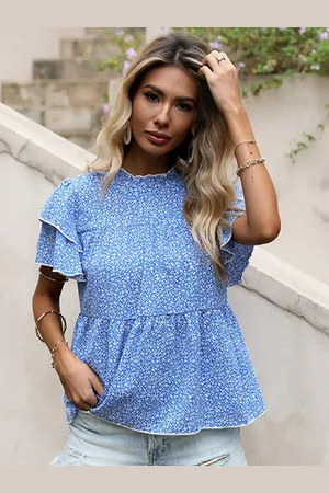 Stylecast Women Blue Floral Print Top