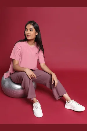 BlissClub Women Plus Size Move All Day Pure Cotton Straight-fit Track Pants