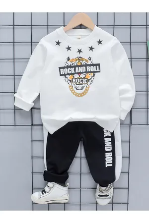 Googo Gaaga Boys Printed Pure Cotton Sweatshirt With Trousers