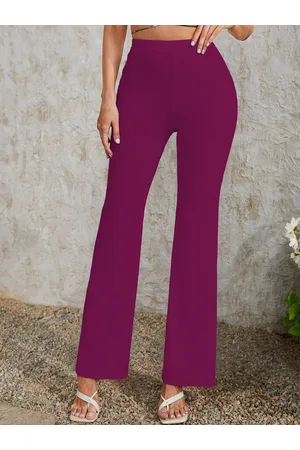 BAESD Women Relaxed Straight Leg Skinny Fit High-Rise Wrinkle Free Bootcut Trousers