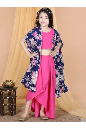 Cutiekins Girls Round Neck Top with Skirt & Shrug