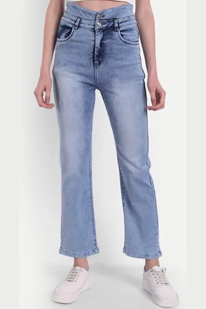 Broadstar Women Jean Straight Fit High Rise Clean Look Heavy Fade Stretchable Jeans