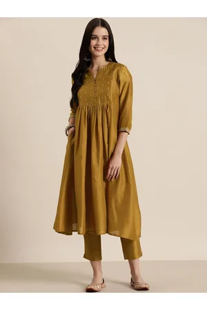 HERE&NOW Ethnic Motifs Yoke Design Sequinned Art Silk Anarkali Kurta