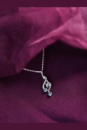 CLARA 925 Sterling Silver Rhodium-Plated CZ Studded Pendant With Chain
