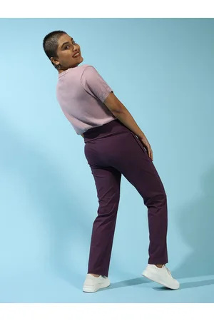 BlissClub Tailored Straight Fit High-Rise Wrinkle Free Stretchy Soft & Durable Trousers