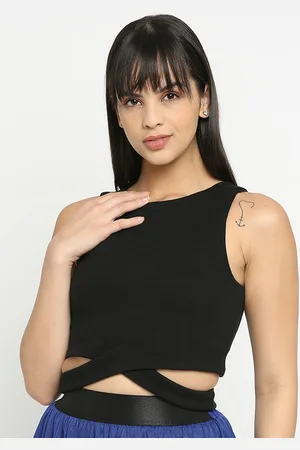 Being Human Round Neck Cut Out Fitted Crop Top