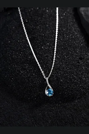 CLARA 925 Sterling Silver Rhodium-plated CZ-studded Pendant with Chain