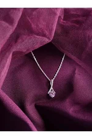 CLARA 925 Sterling Silver Rhodium-plated CZ-studded Pendant With Chain