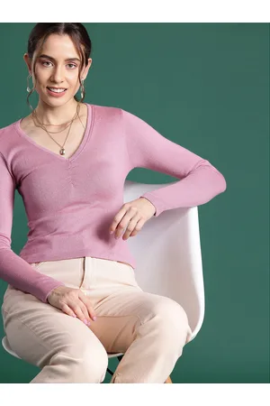 DressBerry Women Ruched Detail Acrylic Pullover