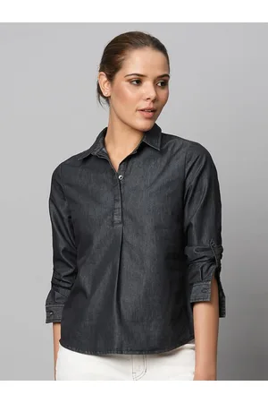 Chemistry Denim Roll-Up Sleeves Shirt Style Top