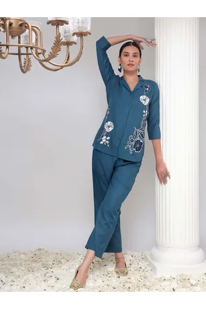 Bani Women Floral Embroidered Shirt & Palazzos Set