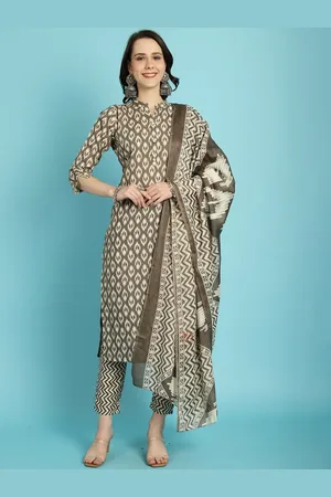 Rajnandini Ethnic Motifs Printed Band Collar Kurta with Trousers & Dupatta