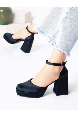 Shoetopia Ankle Looped Suede Platform Heel Pumps