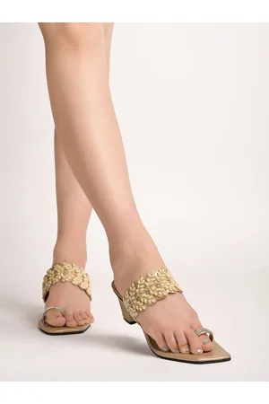 Shoetopia Embellished One Toe Ethnic Block Heels