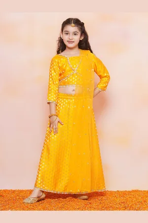 AJ DEZINES Girls Printed Ready to Wear Satin Lehenga Choli With Dupatta
