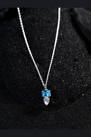 CLARA 925 Sterling Silver Rhodium-plated CZ-studded Pendant With Chain