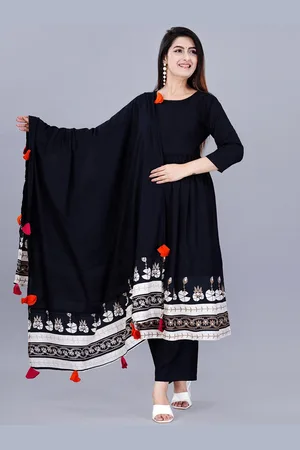 AO Services Ethnic Motifs Printed Anarkali Kurta With Palazzos & Dupatta