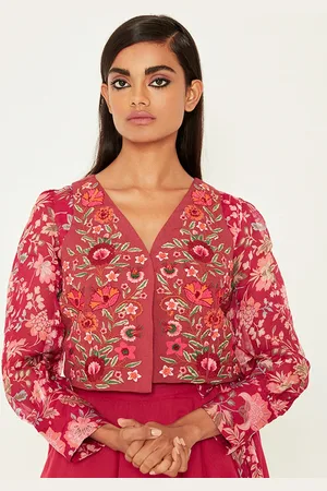Ancestry Floral Embroidered Lightweight Crop Tailored Jacket